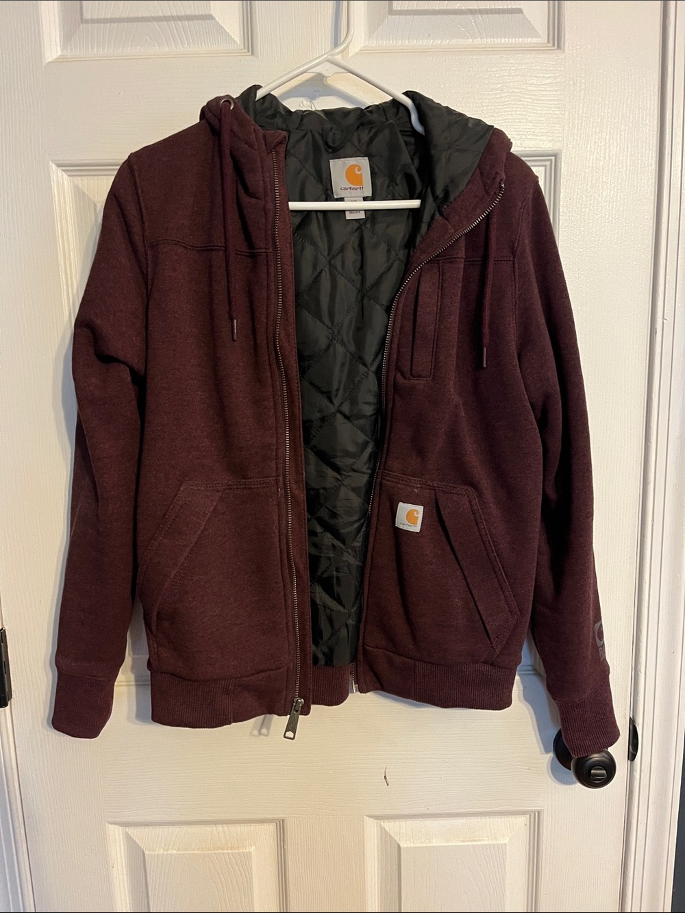 Carhartt Burgundy Quilted-Lined Hooded Jacket